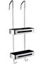 Shower Door Caddy Organizer with Hooks Rust Proof Hanging Storage Basket Bathroom Shelves Rack Drill