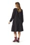 Long Sleeve Rose Patterned Shawl Winter Waist-Tie Flannel Midi Dress Black Syh - 2