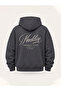 Unisex Women's and Men's Owners Club Design Text Printed Oversize 3 Thread Hooded Sweatshirt - 5