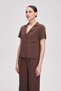 Women's Plain Half-Sleeve Button-Front Top - 2
