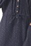Long Sleeve Sibel Flannel Shawl Patterned Waist Gathered Winter Midi Length Dress with Pockets Navy Blue Lcvt - 5