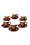 Wake Up Ceramic Coffee Cup Set, 6 Pieces - بني داكن - صغير