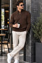 Men's Knitwear Sweater Half Zipper Turtleneck Hair Knit Patterned Long Sleeve Winter Sweater - 2