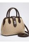 Straw-Textured Brown Clutch Bag with Brown Accents, Lock, and Crisscross Straps for Women CANEDR08 - 2