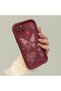 Realme C25/C25S/C12 Compatible Rose Butterfly Case, Burgundy Background Romantic Heart Line Motif - 2