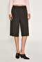 Verve Women's Pleated Woven Fabric Bermuda Bitter Brown Trousers
