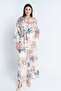 Patterned Cardigan with Long Sleeves, Belt - 3