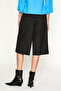Verve Women's Pleated Woven Fabric Bermuda Black Trousers - 5
