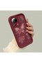 Mi 13 Lite Compatible Rose Butterfly Case, Burgundy Background Romantic Heart Line Motif - 2