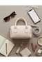 Cream Matte-Textured Mini Hand and Shoulder Bag for Women—Zippered Casual-Chic Bag, 19x11 cm, CANEDR08