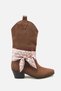 Women's Brown Suede Scarf Cowboy Short Heel Boots A030-K899 - 2