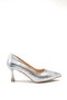 Vega Alba Women's Pointed Toe Heeled Shoes 00122237 Silver Crocodile - 7