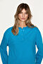 Niven Women's Snap Closure Long Sleeve Petrol Blue T-Shirt - 3