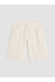 Xside Ecru Elastic Waist Men's Cargo Shorts - 5