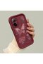Realme C67 4g Compatible Rose Butterfly Case, Burgundy Background Romantic Heart Line Motif - 2