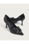 Women's Patent Leather Pointed Toe Stylish Heeled Shoes with Large Bow Detail - 3