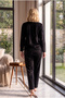 Soft Textured Velvet Fabric Front Buttoned Plus Size Women's Pajama Set 2600 - 5