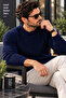 Men's Ecru Knitwear Sweater Crew Neck Knitted Patterned Long Sleeve Winter Sweater - 3