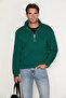 Ceremino Men's Half-Zip Green Sweatshirt - 3