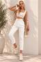 Women's White High Waist Carrot Cut Trousers with Front Pleat Detail