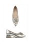 Women's patent leather pointed-toe heels with rhinestone floral detail - 2