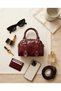 Mini Burgundy Shiny Patent Leather Women's Handbag and Crisscross Straps Bag CANEDR08 - 3