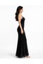 Long Satin Fitted Dress with Thin Straps - 4