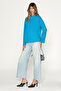 Niven Women's Snap Closure Long Sleeve Petrol Blue T-Shirt - 5