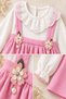 Baby Girl Dress Set Lace Collar Floral Detailed Suspender Skirt Dress Long Sleeve 6 9 12 18 24 Months - 6
