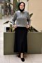 Pearl Embroidered Collar Knitted Patterned Knitwear Tunic - 3