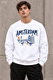 Men's Amsterdam Lettering and Bridge Print Crew Neck Casual Regular Fit Sweatshirt