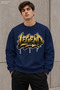 Men's Yellow Black Graffiti Lettering Legend Printed Crew Neck Casual Regular Fit Sweatshirt