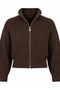 Women's Crop Length Zipper Collar Cardigan Ribbed Textured Casual Knitwear Cardigan - 5