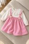 Baby Girl Dress Set Lace Collar Floral Detailed Suspender Skirt Dress Long Sleeve 6 9 12 18 24 Months - 2
