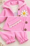 Baby Girl Set Daisy Detailed Hooded 3-Piece Jacket Bottom Top Set Girls' Set - 5