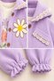Baby Girl Set Daisy Detailed Hooded 3-Piece Jacket Bottom Top Set Girls' Set - 6
