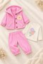 Baby Girl Set Daisy Detailed Hooded 3-Piece Jacket Bottom Top Set Girls' Set - 4