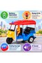 Battery Operated Auto Rickshaw Toy with Driver Figure, Flashing Top Light & IC Sound, Bump & Go Action, 3-Wheel Tuk Tuk Vehicle, Realistic Design, Pretend Play Toy for Kids Ages 3+ - 7