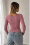 Women's Square Neck Twill Long Sleeve Blouse - 2