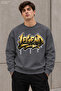 Men's Yellow Black Graffiti Lettering Legend Printed Crew Neck Casual Regular Fit Sweatshirt