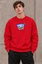 Men's Blue Vibes Written and Retro Cassette Printed Crew Neck Casual Regular Fit Sweatshirt