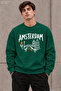 Men's Amsterdam Lettering and Bridge Print Crew Neck Casual Regular Fit Sweatshirt