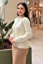 Knitwear Cardigan with Pearl Embellished Collar and Pearl Buttons - 2