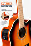 Acoustic Electric Guitar, 6-String Cutaway Semi Acoustic Guitar with Onboard Controls - 4