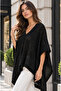 Women's Black Poncho Oversize Glittery Knitwear Cape - 3