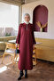 Burgundy Mercerized Stone Embellished Knitwear Dress