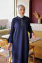Navy Blue Mercerized Stoned Knitwear Dress - 3