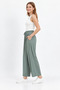Loreen Women's Elastic Waist Lace-Up Wide Leg Pants Almond Green 20664 - 2