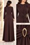 Double-Breasted, Crew-Neck, Draped Shoulders, Buckle Accessory Detailed Dress - 2