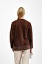 Brown Crew Neck Striped Angora Soft Knit Sweater - 4